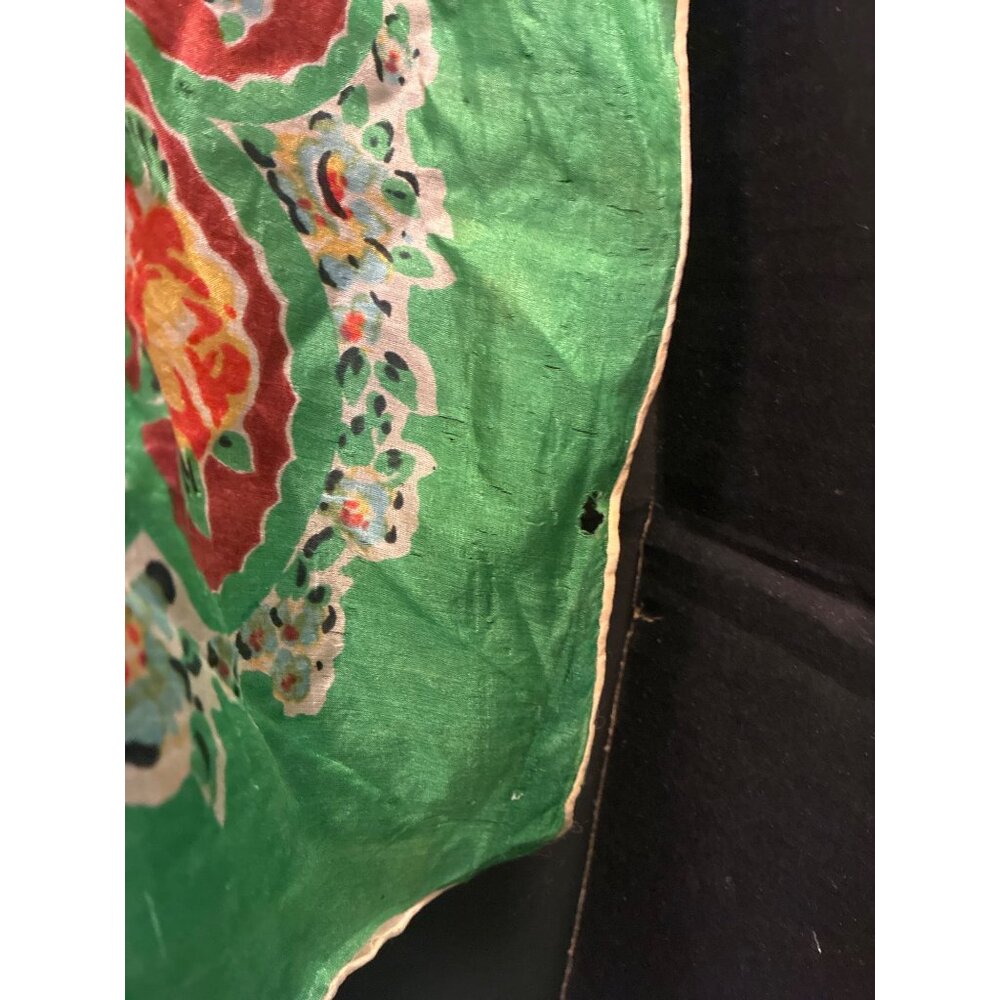 VTG silk scarf Asian Art Museum San Francisco floral pattern READ - Picture 2 of 11